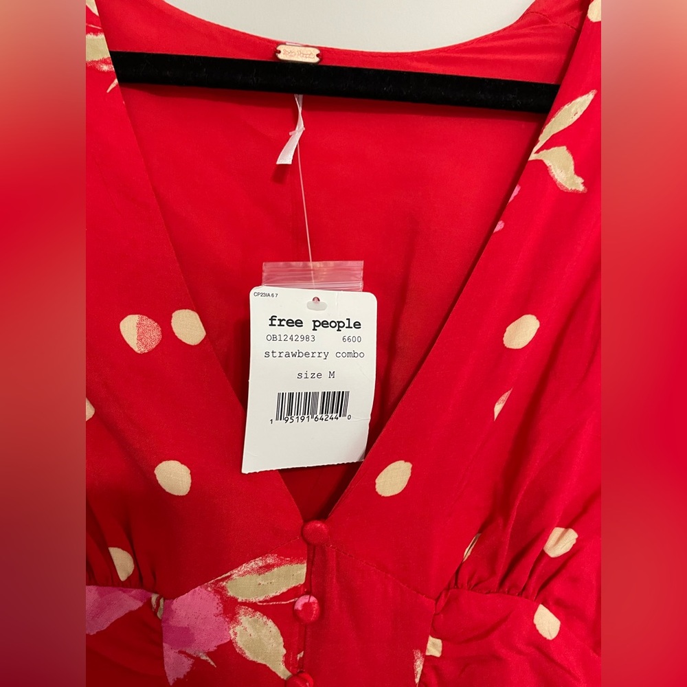 Free People Red Floral Mini Dress - Picture 3 of 4